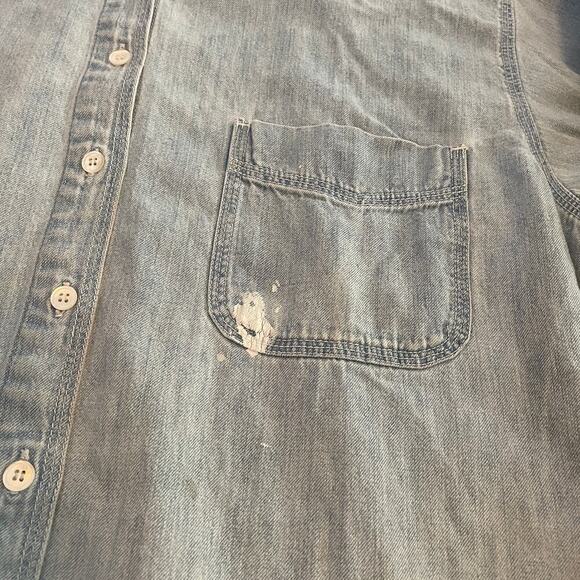 Vintage Western Denim Jean Shirt Womens Medium Pres De Chamonix Dad Grunge 90s - Picture 6 of 13